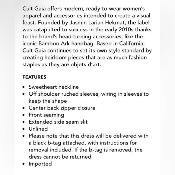 New Cult Gaia Muna Off the Shoulder Dress size 6 - Picture 15 of 15